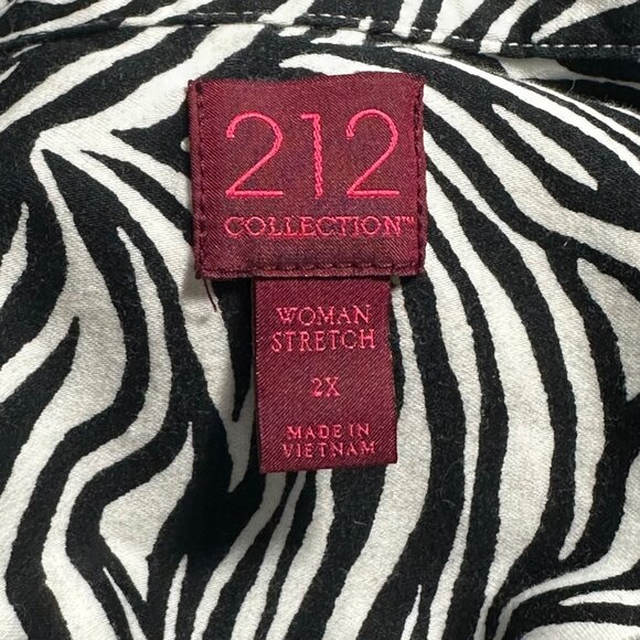 212 Collection Zebra Print Womens Button-Up Shirt 2X Cotton-Blend Mob Wife - Picture 4 of 9